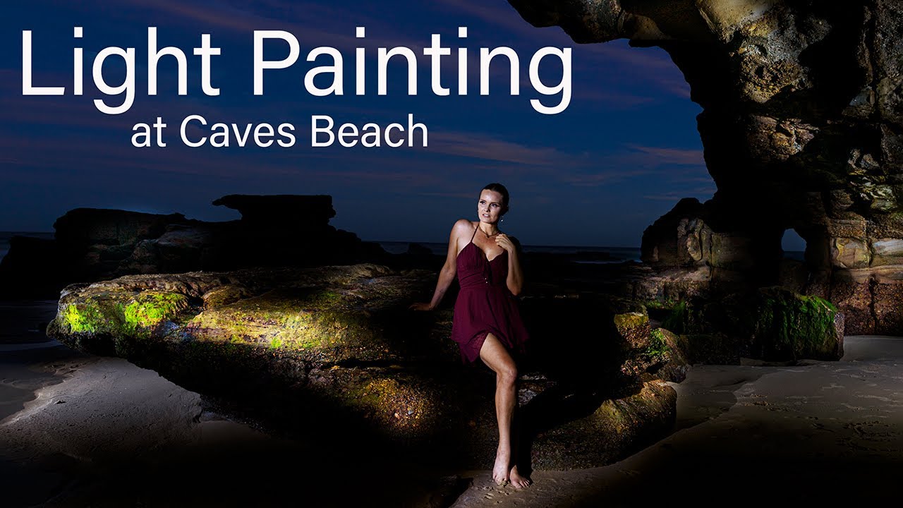 Night model shoot: Light Painting  at Caves Beach: