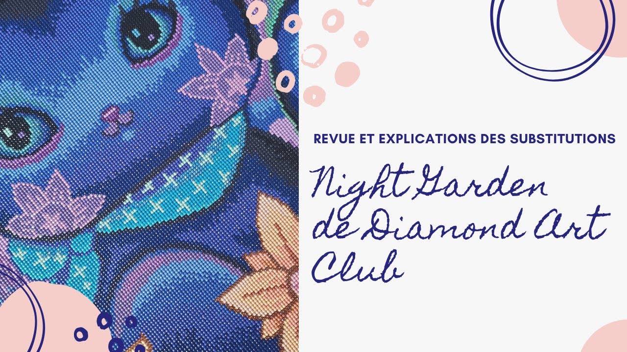 Revue du diamond painting Night Garden de Diamond Art Club et explication des substitutions
