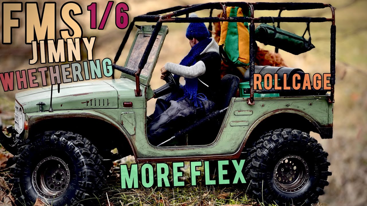 Fms 1/6 Suzuki Lj Jimny got a rollcage, more flex,some WHETHERING, whaterproof servos to the puppies