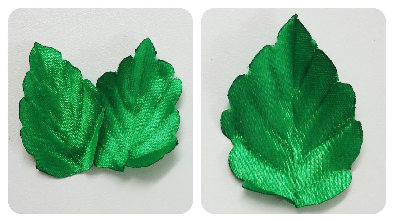 How to make ribbon leaves I Green leaves tutorial I DIY kanzashi