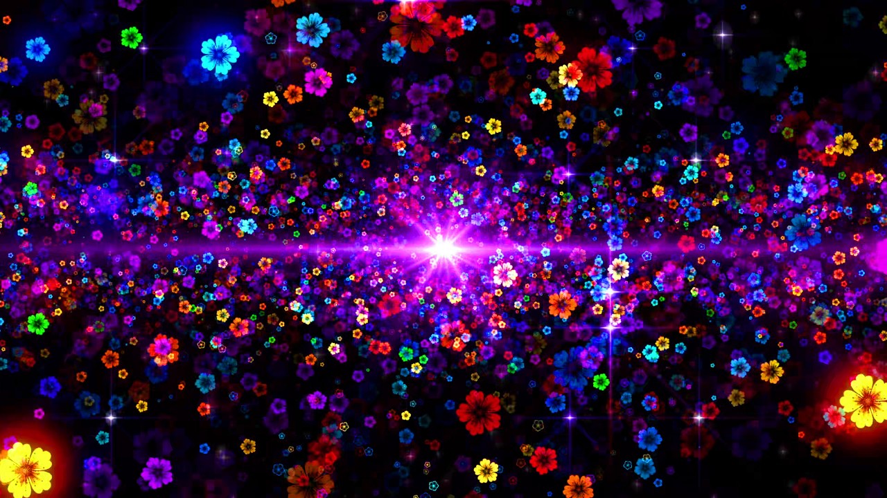 4K Screensaver | Floating Colorful Flowers with Sparkles and Glowing Light (No Sound)