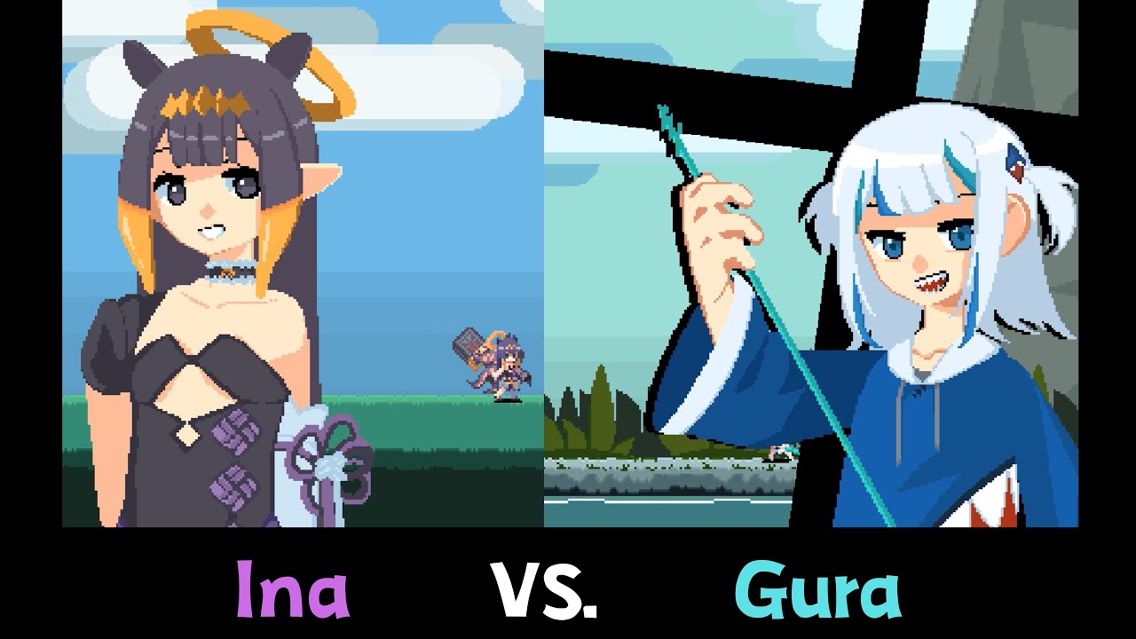 Hololive粉絲製作的Ina同人遊戲  伊那 VS. 鯊鯊   《Ina'nis: Tako Rescue Mission》  Ina VS. Gura
