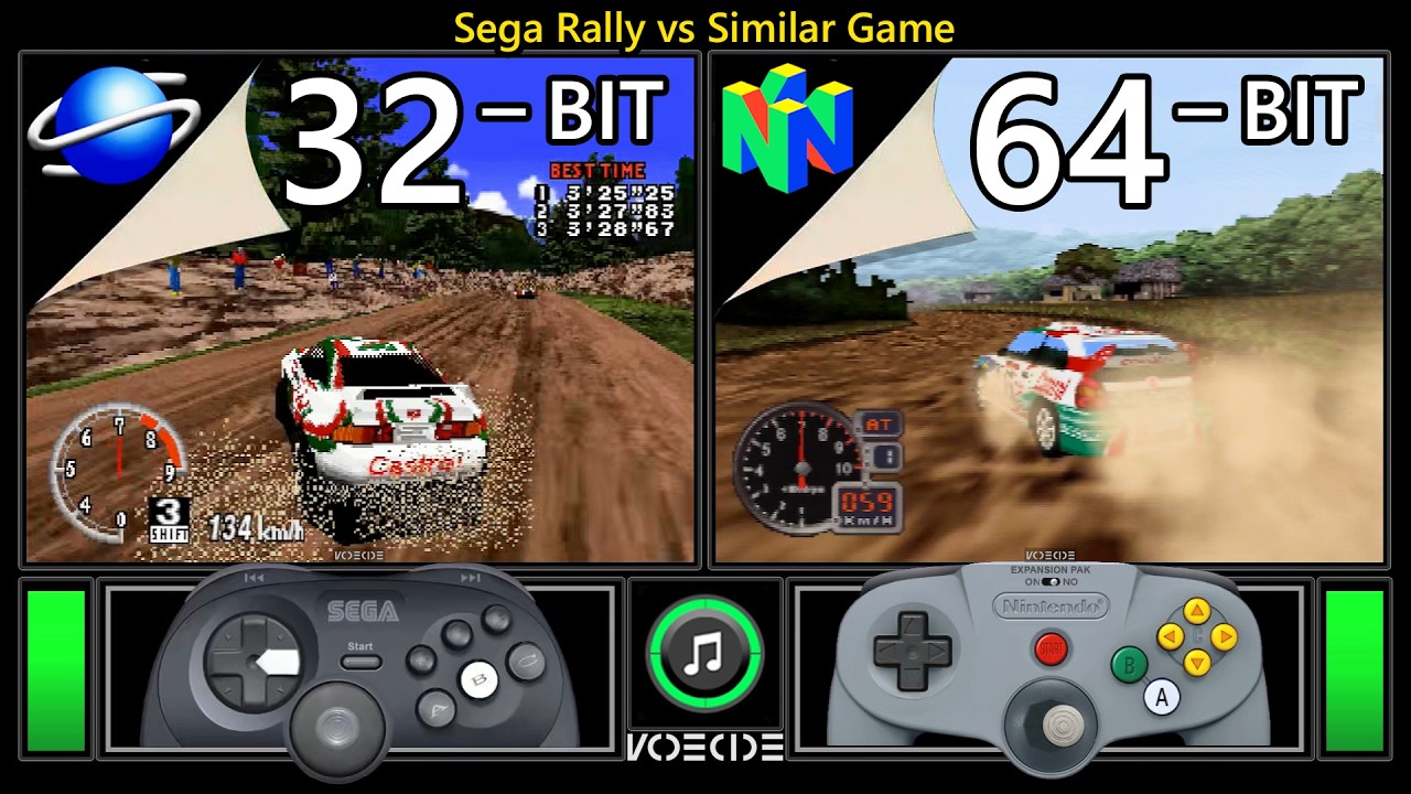 Sega Rally vs Similar Game (Sega Saturn vs Nintendo 64) Real Hardware Comparison