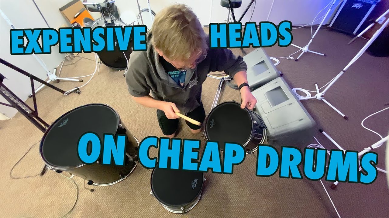 Bill Put NEW REMO BLACK SUEDE HEADS On My CHEAP GAMMON DRUM KIT And Now It Sounds Like Real Drums