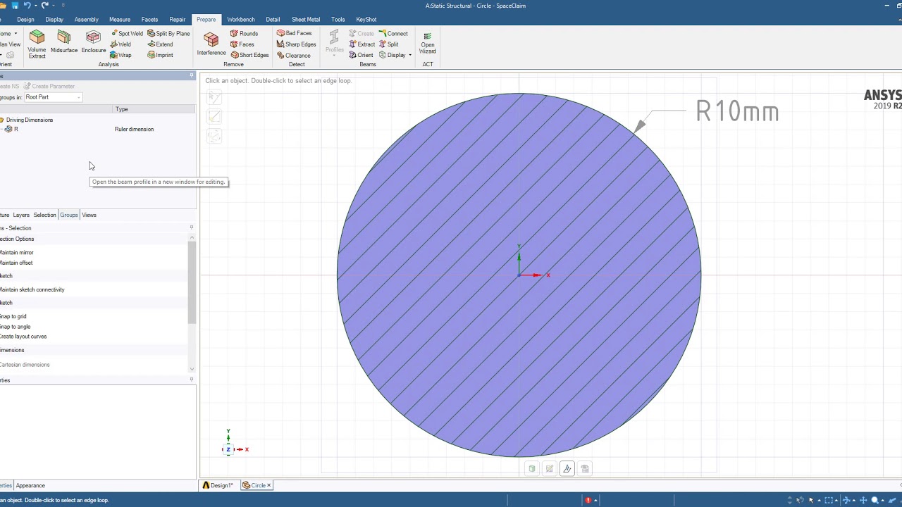 Performing a Beam Analysis using ANSYS Mechanical and SpaceClaim - ANSYS 2019 R2