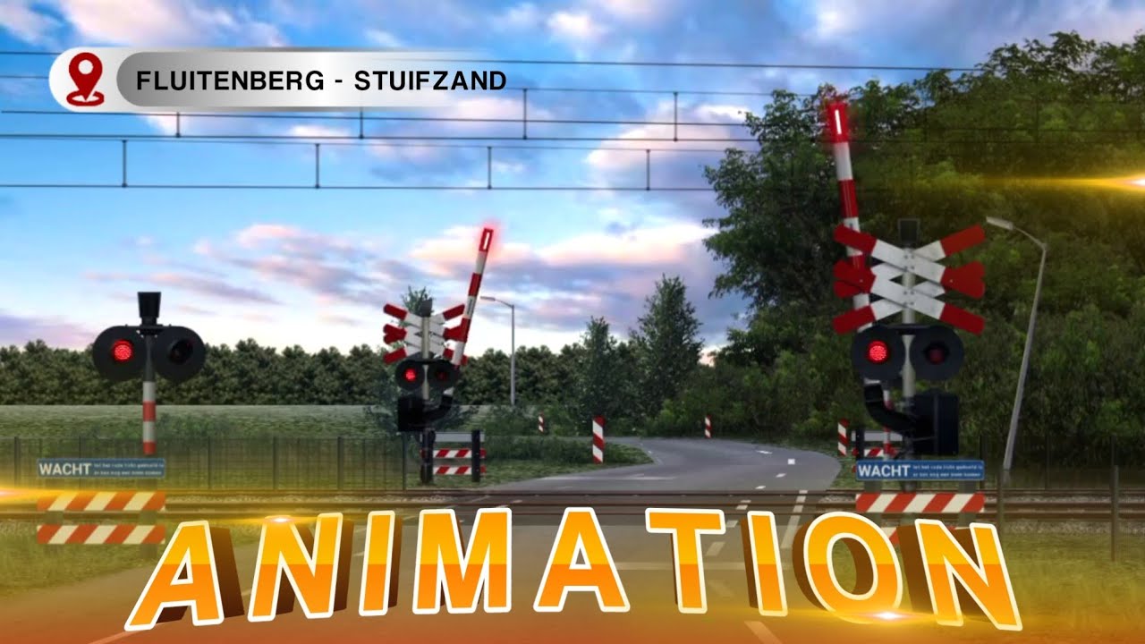 Spoorwegovergang Fluitenberg - Stuifzand // Dutch Railroad Crossing Animation