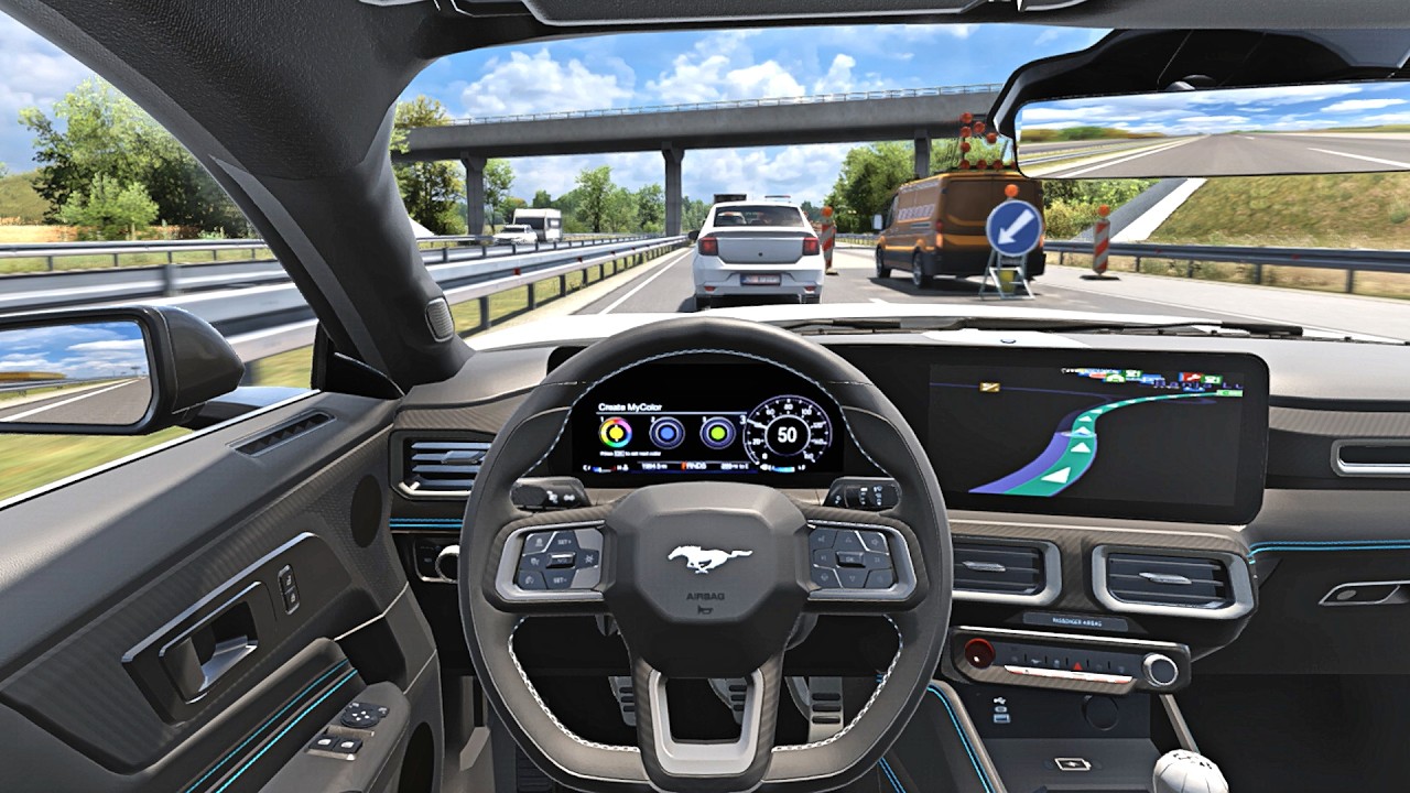 Ford Mustang 2025 - Euro Truck Simulator 2 [Steering Wheel Game Play]