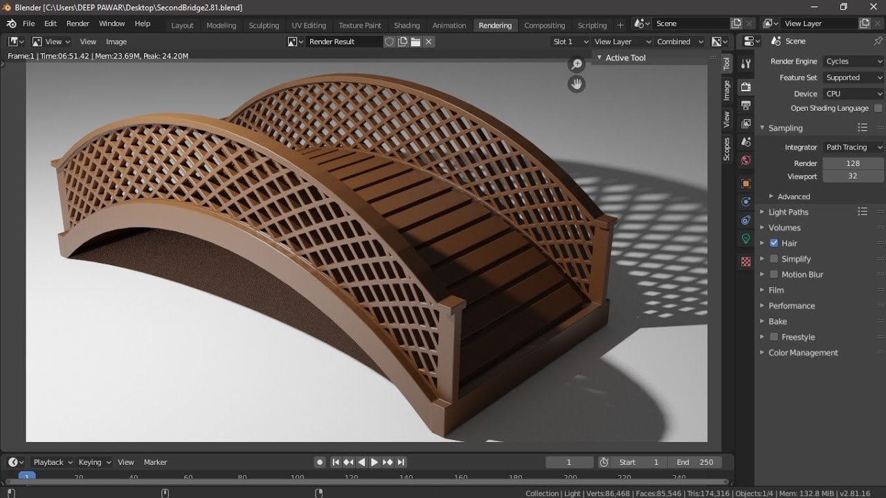 Realistic Wooden Bridge Modelling and Rendering in Blender 2.81 || Blender Tutorial