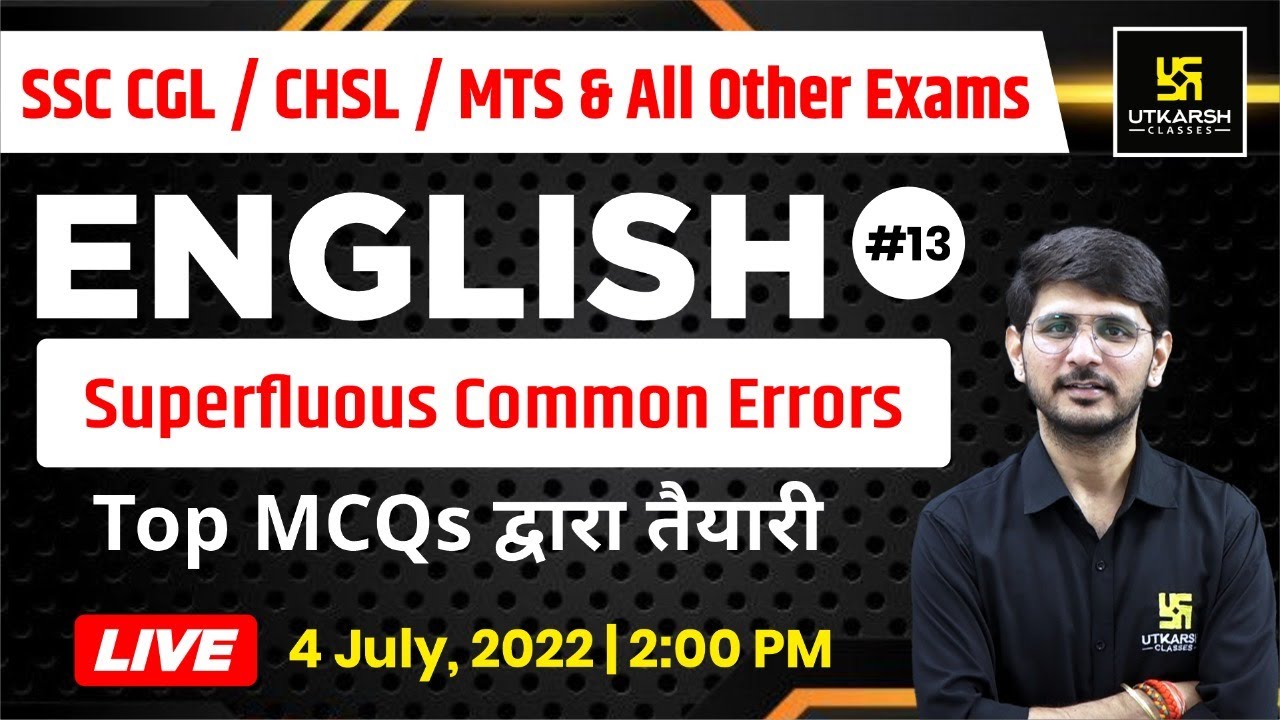 English #13 |Superfluous Common Errors | Important Questions | SSC/CHSl/MTS & Other Exam |Naresh Sir