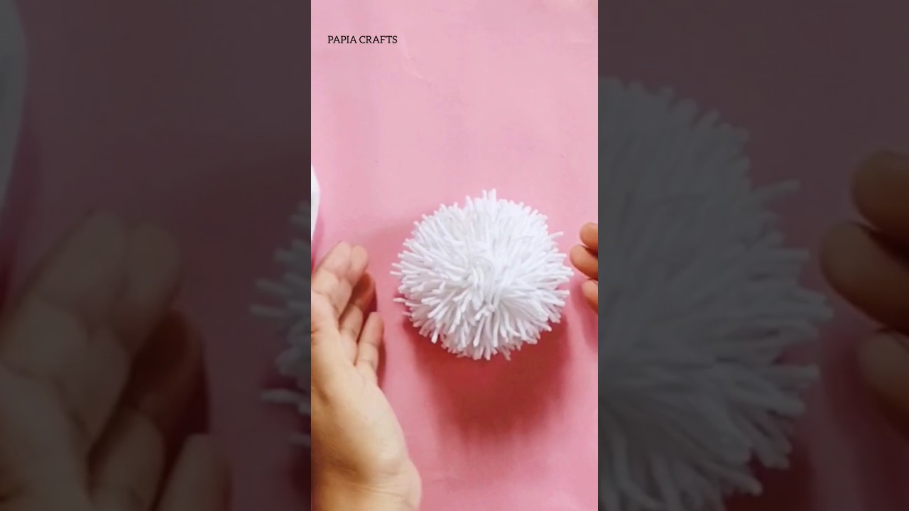 Woolen big pom-pom making easy  | #shorts #pompom #white