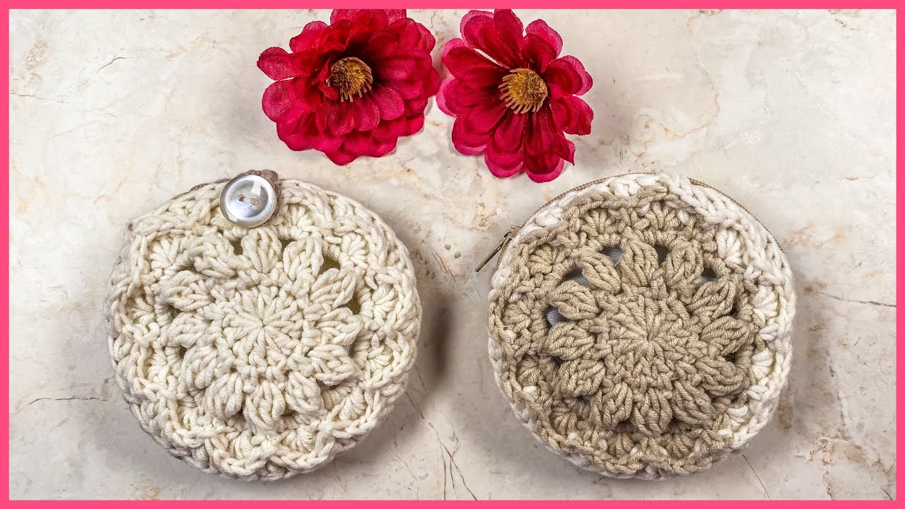 MONEDERO #3 en Crochet con CIERRES Diferentes (Complemento del Bolso Redondo)