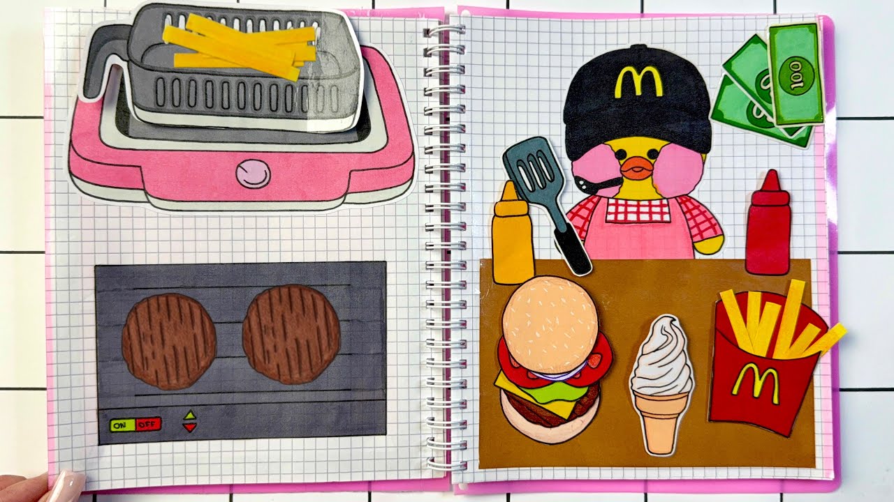 🌸paper diy🌸 MAKING BURGER 🍔 paper cooking 햄버 거 종이놀이
