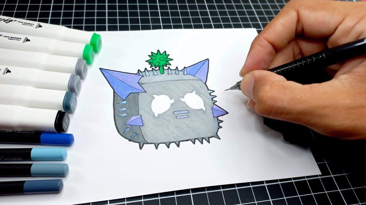 como DESENHAR a FRUTA ESPINHO de BLOX FRUITS - HOW TO DRAW SPIKE BLOX FRUITS