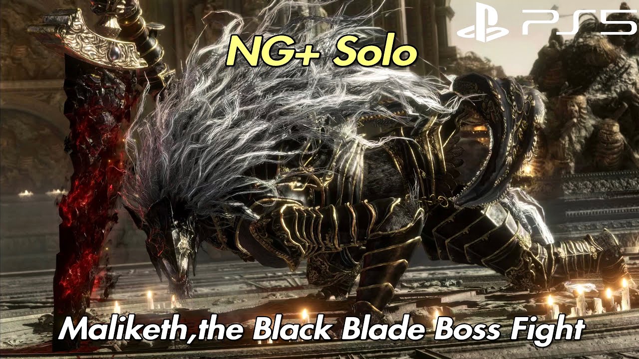 ELDEN RING (PS5) | Maliketh, The Black Blade Boss Fight (NG+ Solo) | HDR 60FPS