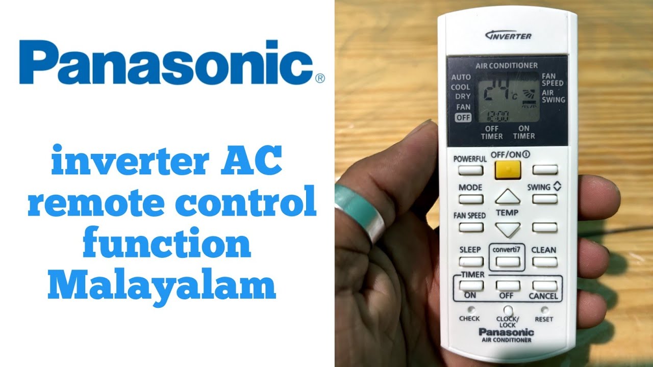 Panasonic inverter AC remote control function Malayalam DEMO