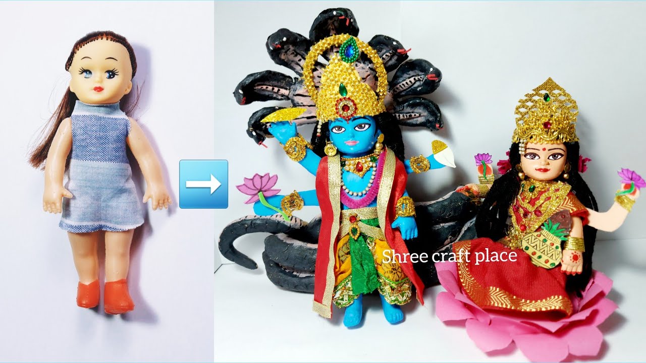 Shree Lakshmi Narayan ji Makeover on Doll/लक्ष्मी नारायण जी का स्वरूप बनाना सीखें गुड़िया से