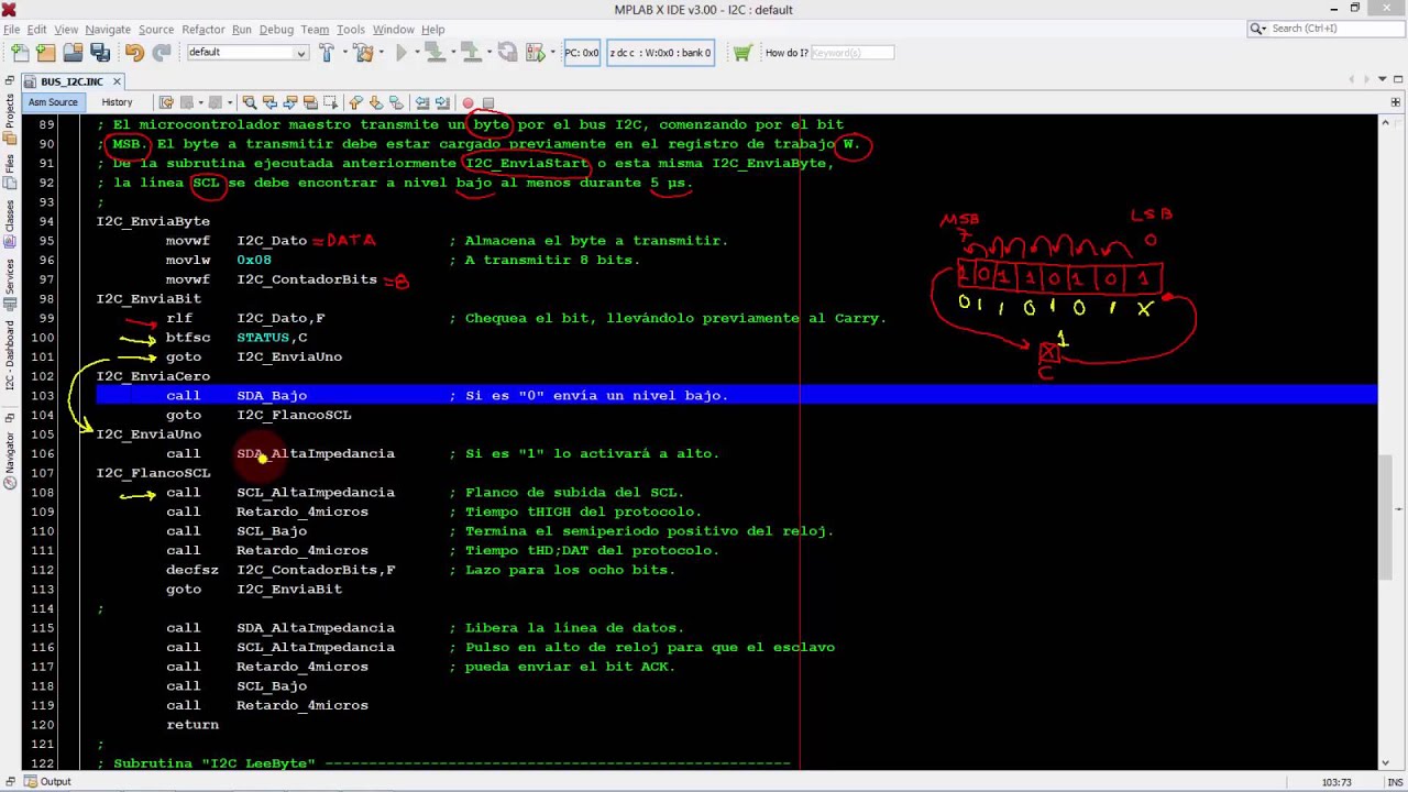 I2C SUBRUTINA ESCRIBE BYTE CAPT19 PARTE 8