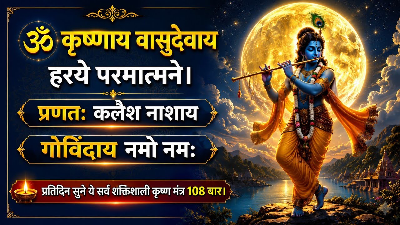 Om Krishnaya Vasudevaya Haraye Paramatmane 108 Times-Krishna Mantra | Bhakti Song | Krishna Bhajan