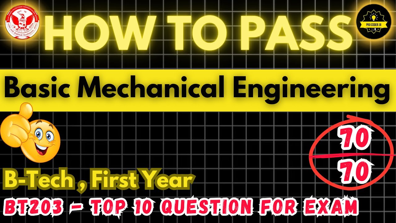 How To Pass RGPV Basic Mechanical Engineering Exam | BT-203 | Top Important Questions For Exam 2025🔥