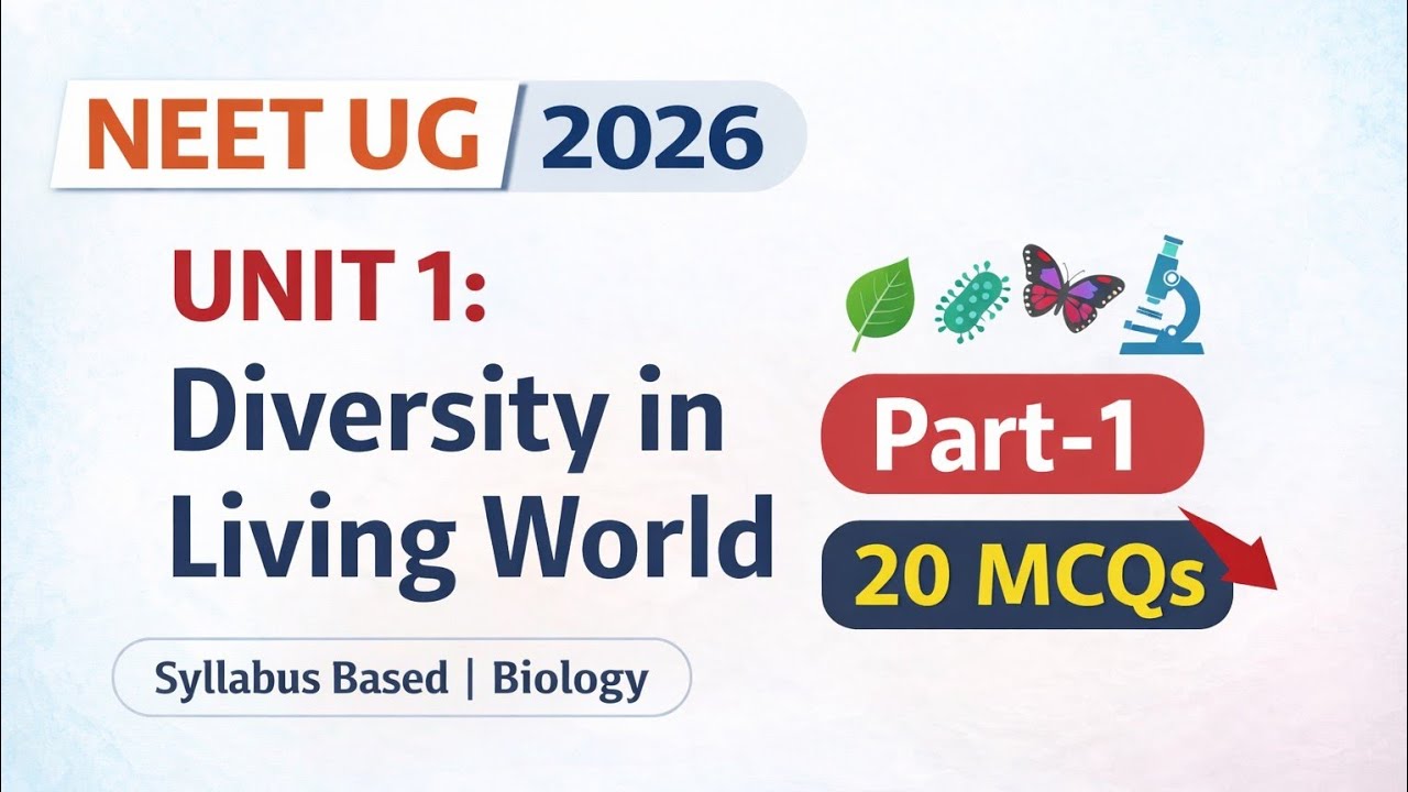 NEET UG 2026 | Unit 1: Diversity in Living World | Part-1 | 20 MCQs #neet  #youtubevideo 