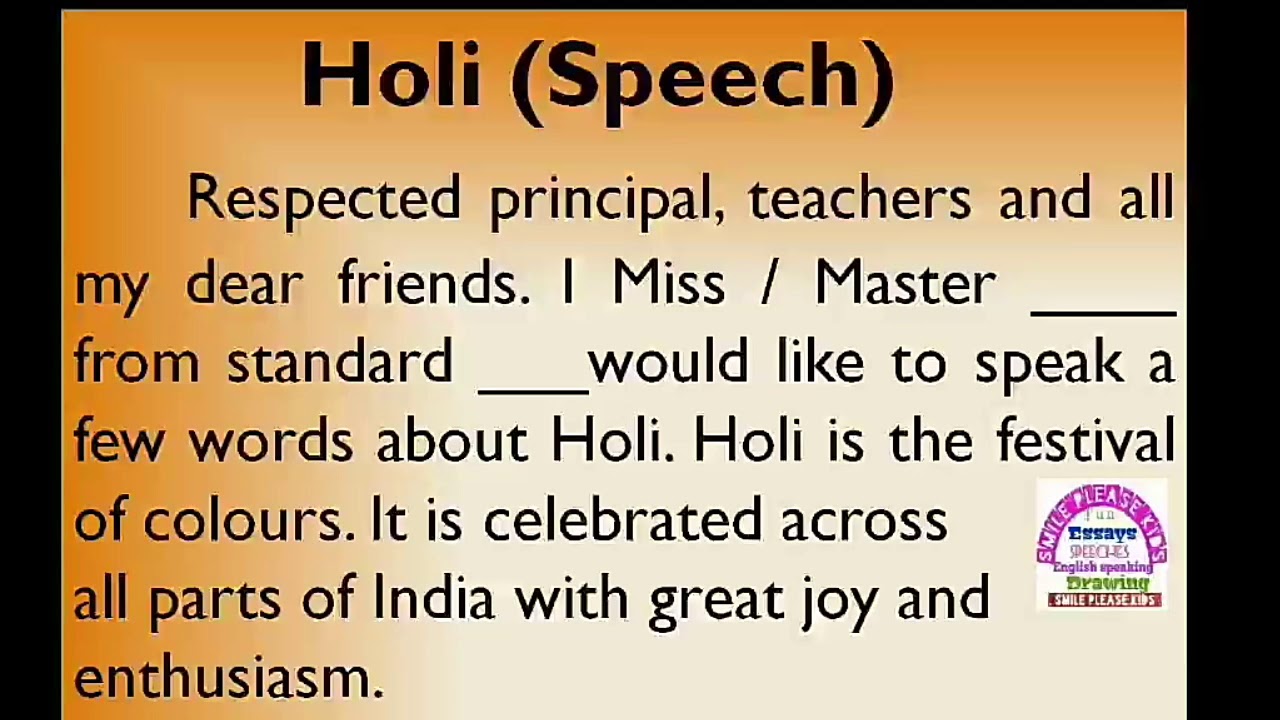 Speech on Holi in English by Smile Please World