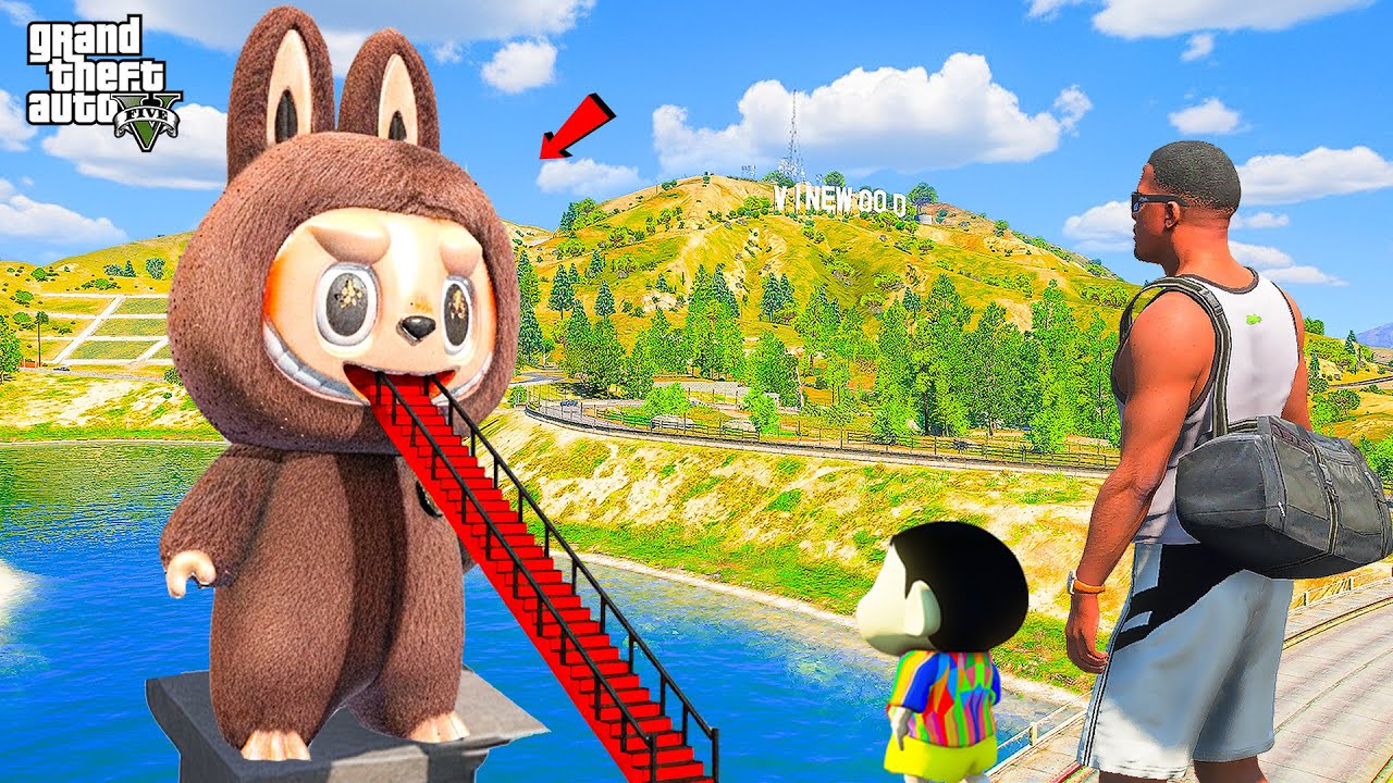 Franklin & Shinchan Found A Stairway to Monster Labubu Doll Mouth's Mouth in GTA 5