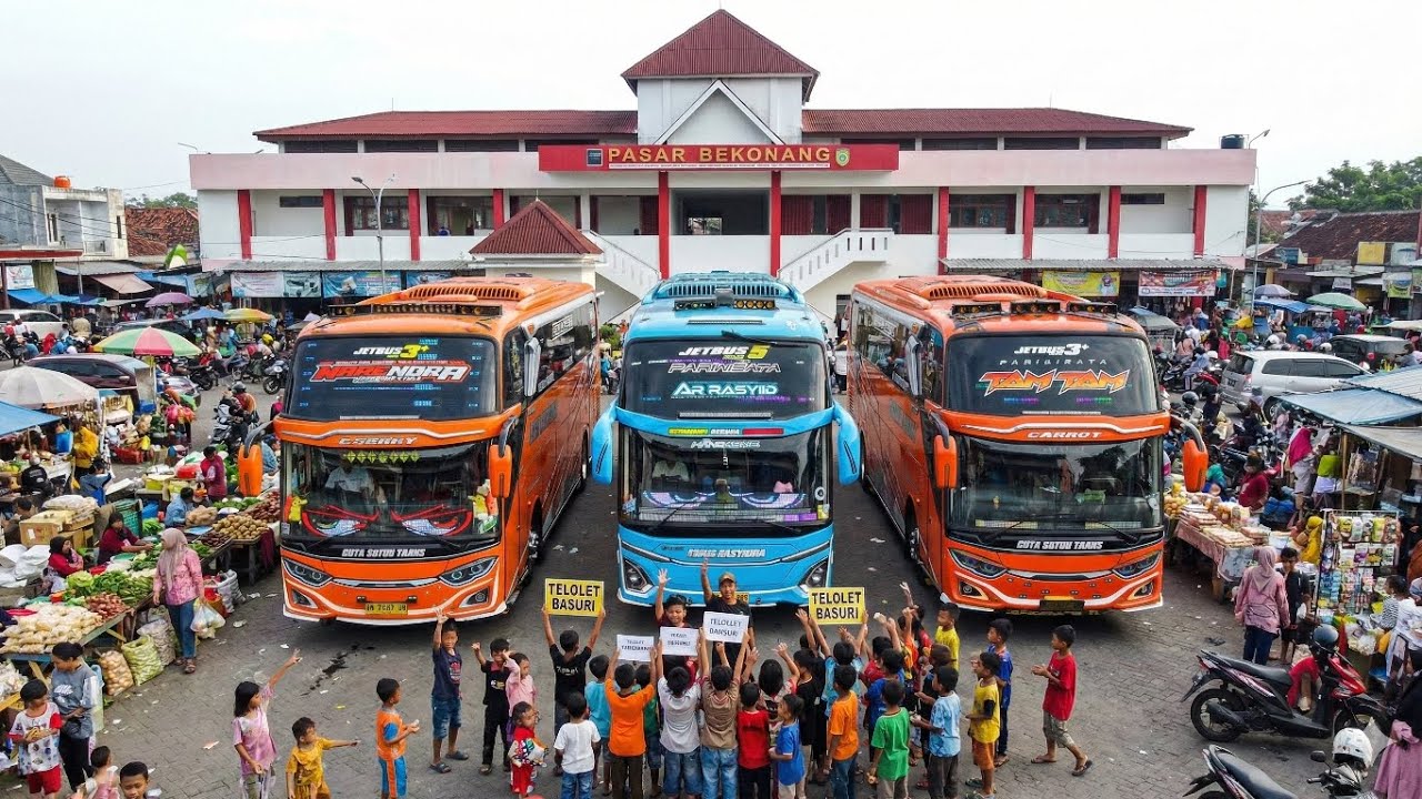 AMBYAR !!!! HUNTING BUS ARTIS DI PASAR. FULL BUS ARTIS FULL TELOLET BASURI NADA TERBARU 