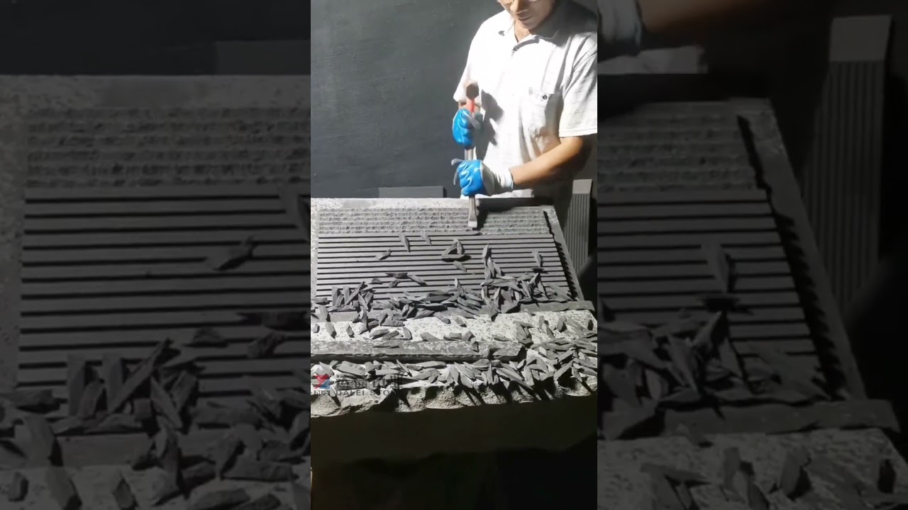 Handmade Chiseled Andesite Stone Grooved Surface Bluestone for Landscape