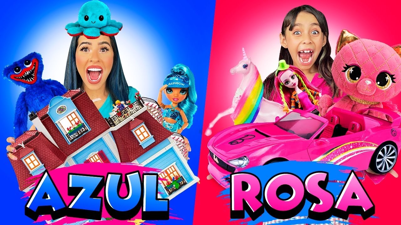 24 HORAS COMPRANDO TODO DE 1 COLOR ROSA Y AZUL 😱 | Karla Bustillos