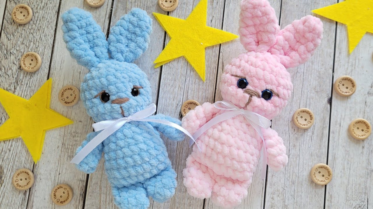 🐰ЗАЙКА, КРОЛИК  ВЯЗАНЫЙ КРЮЧКОМ ИЗ ПЛЮШЕВОЙ ПРЯЖИ🐇crochet bunny💕Häkelhase