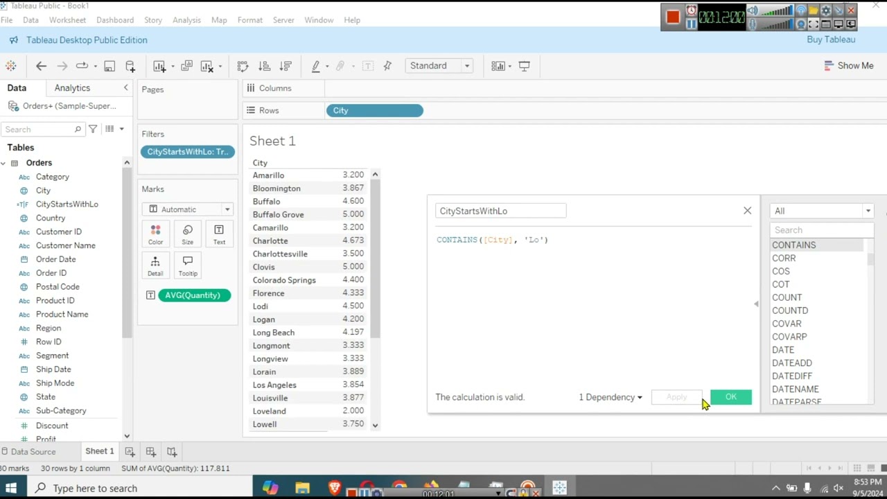 Data Analytics Class 11  - Tableau String Functions - 5 Sep 24