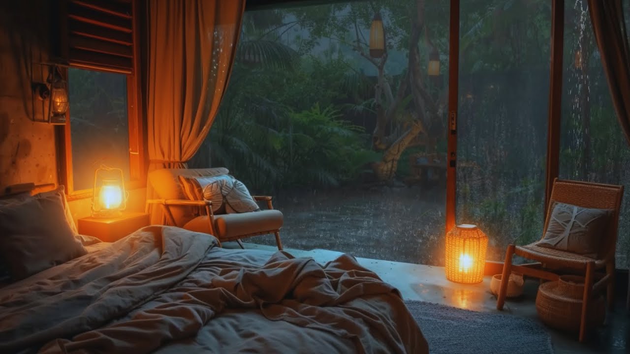 Soothing Piano and Rain Sounds – Bedroom Sleep Ambience for Thunder Night Calm and Serenity