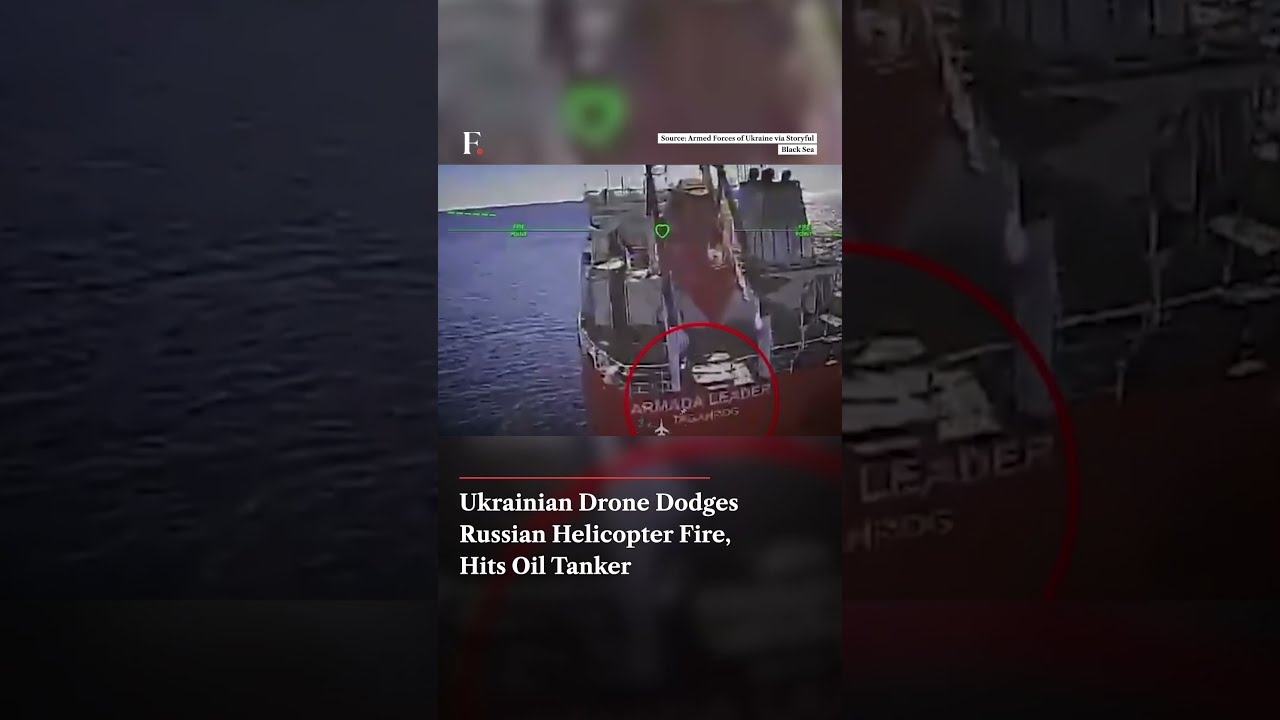 Ukrainian Drone Dodges Russian Helicopter Fire, Hits Oil Tanker | Firstpost News