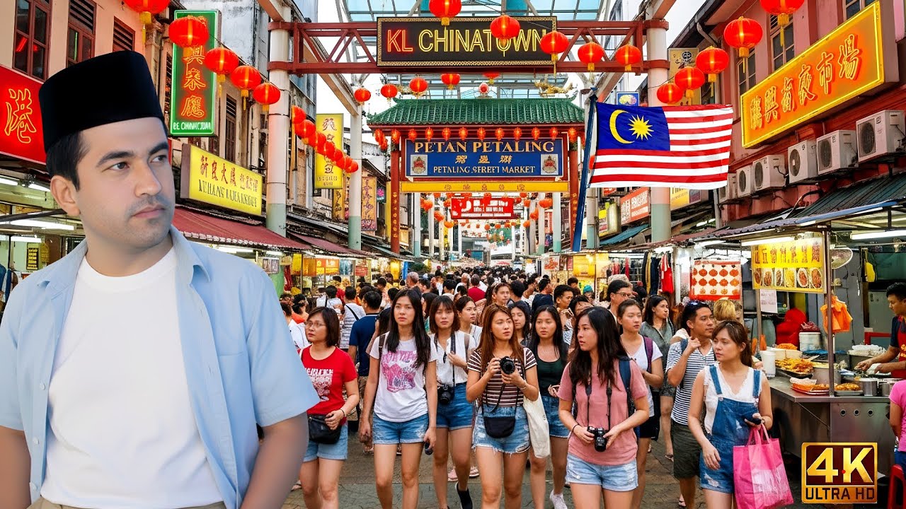 [4K] Малайзия 🇲🇾 Уличный рынок Петалинг в китайском квартале Куала-Лумпур, Путеводитель по еде и ...