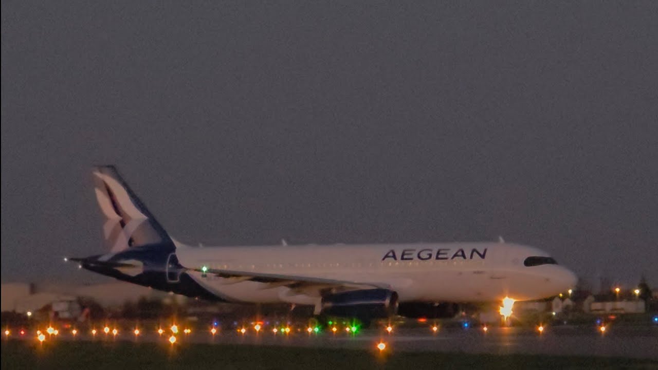 Freshly Repainted! Aegean Airlines Airbus A320-200 Noisy Departure at London Southend Airport