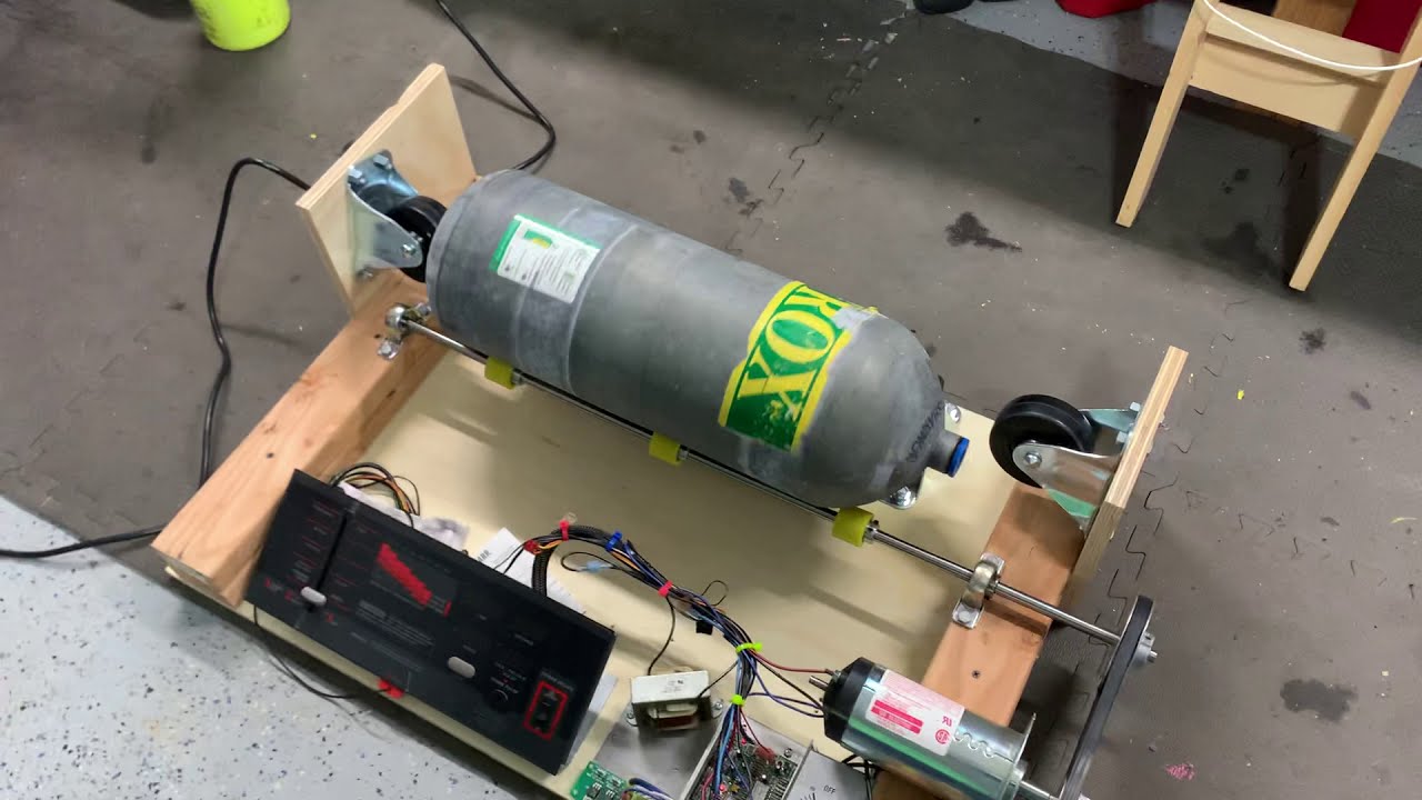 Home Made Scuba Tank Tumbler from a used treadmill DIY