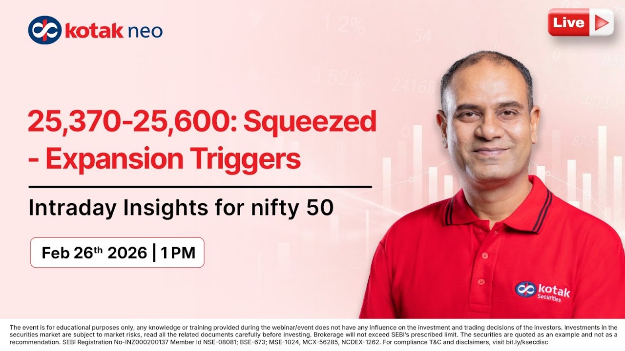 🔴 [Live] Intraday Insights for Nifty 50 | 25,370-25,600: Squeezed-Expansion Triggers I 26th Feb