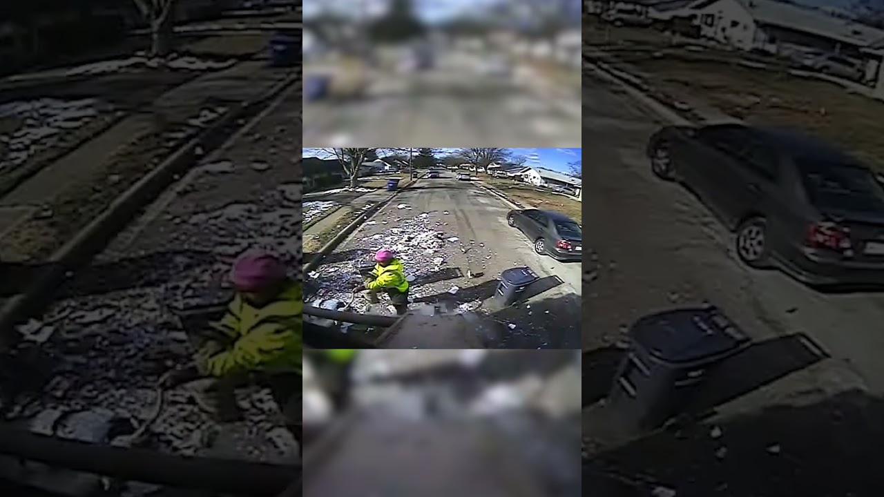 Shocking moment oxygen tank explodes in garbage truck