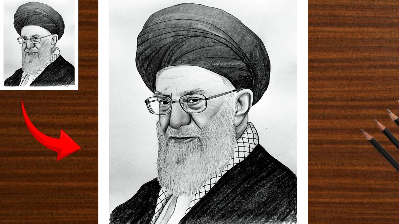 Ayatollah Ali Khamenei Pencil Drawing | Realistic Sketch Step by Step | Easy Portrait Art