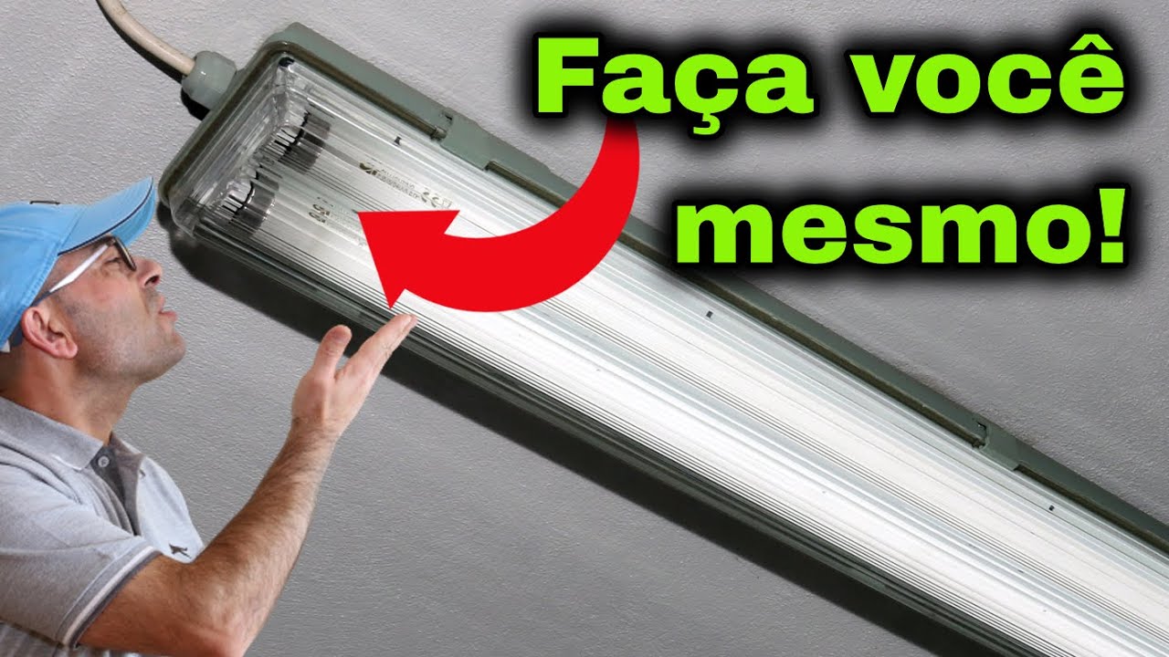 Como INSTALAR lâmpada led em ESTRUTURA fluorescente | como SUBSTITUIR luminarias