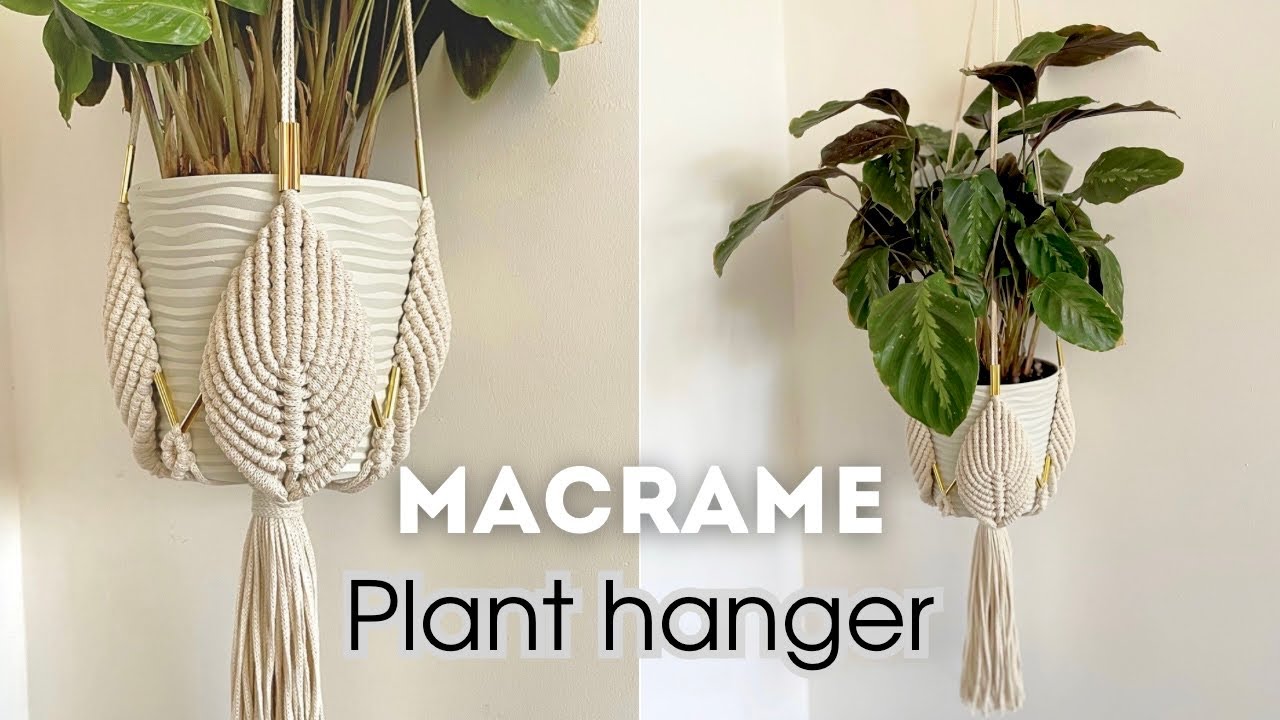 DIY Plant Hanger Macrame Tutorial leaf pattern