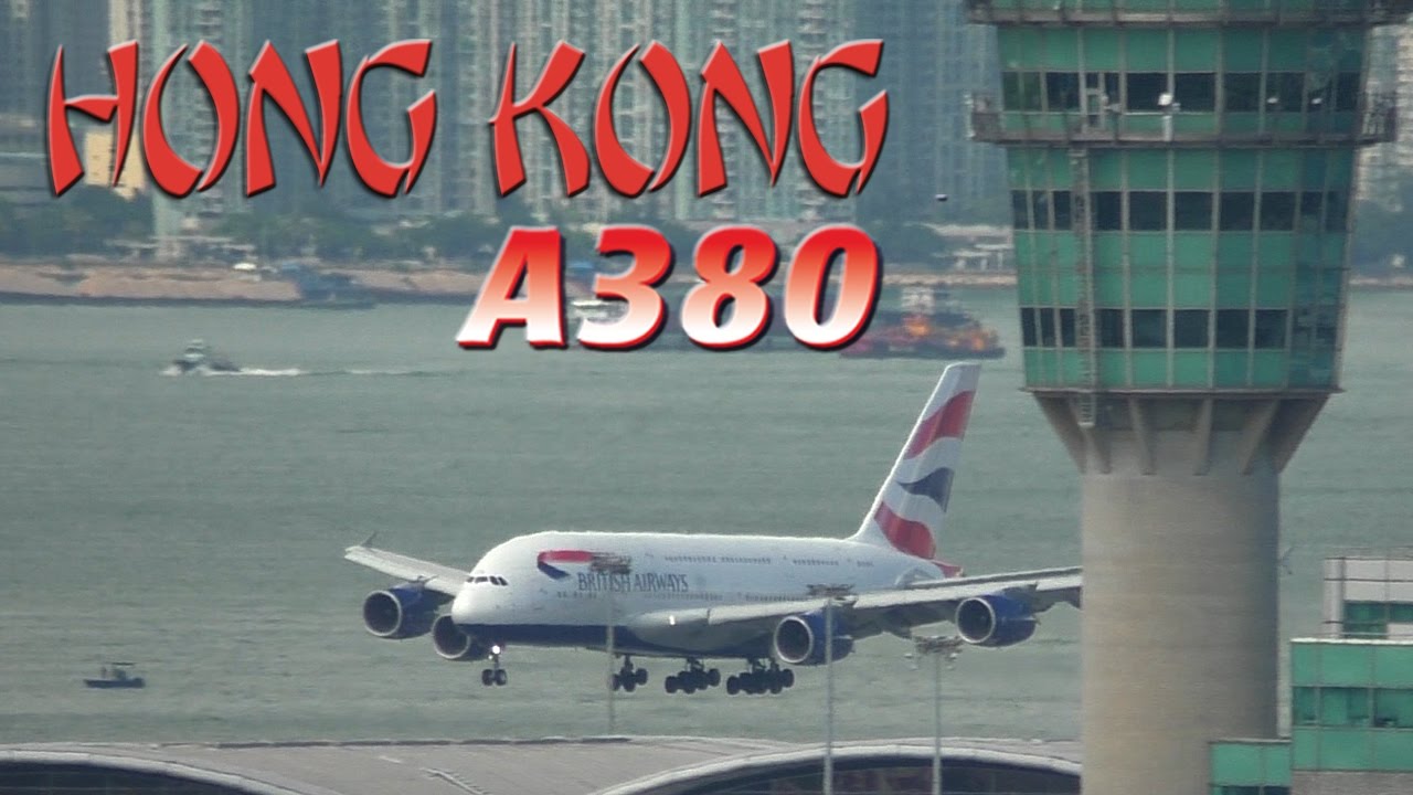 Great AIRBUS A380 Action from HONG KONG!