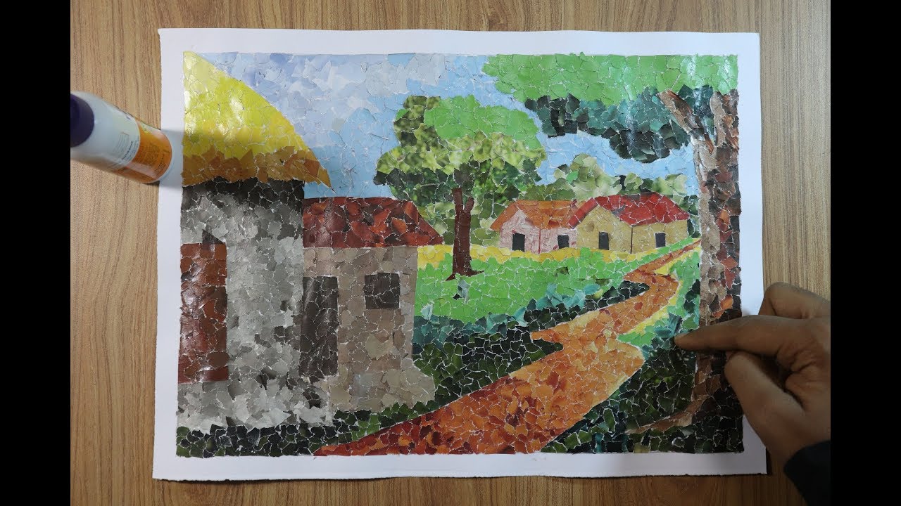 How to make paper collage scenery