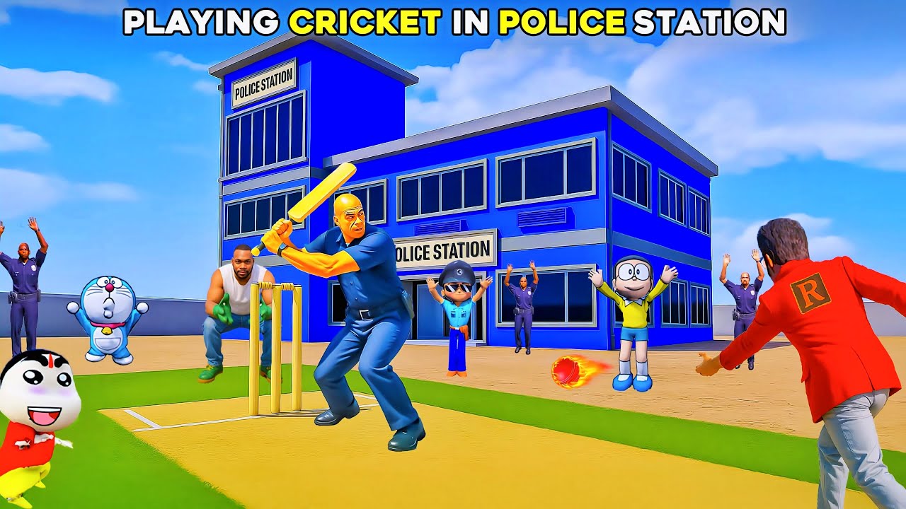 Rampage & Shinchan🤣 Playing CRICKET🏏 with POLICE🚨 😱In GTA5 Full Fun #gta5 #bommalu #rampageboy