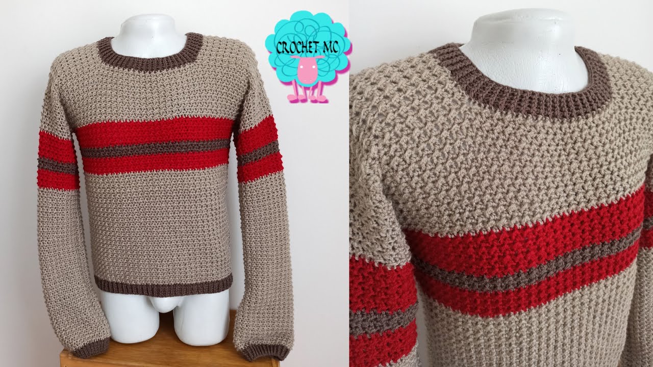Suéter para hombre a crochet - todas las tallas - punto crunch