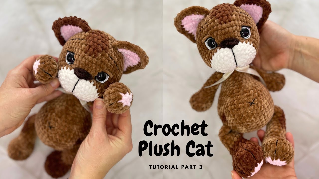 Crochet Plush Cat Tutorial - Embroidery & Attaching (Part 3)