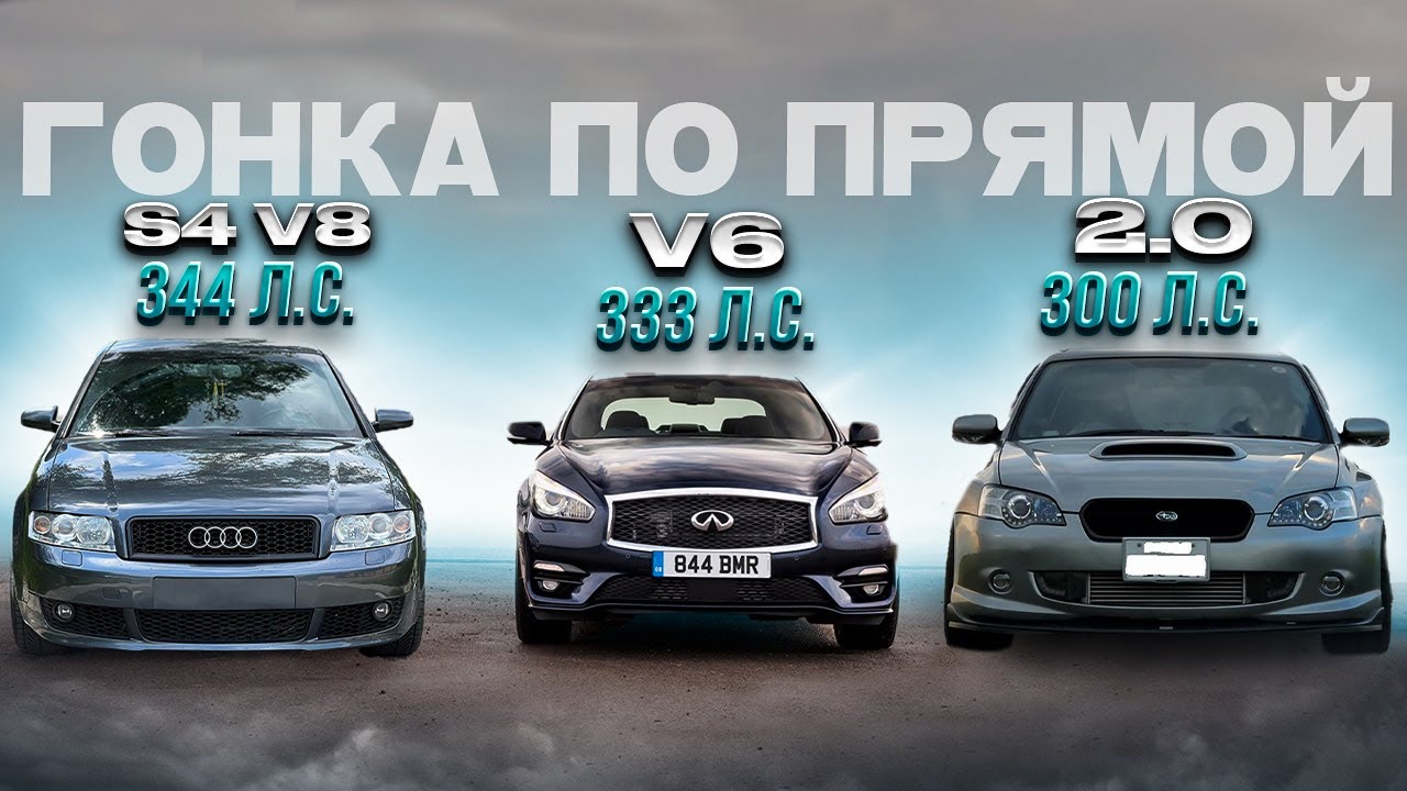 S4 V8 против Инфинити V6, Субару и другие авто. Вторая часть видео с заездами из Волгограда.