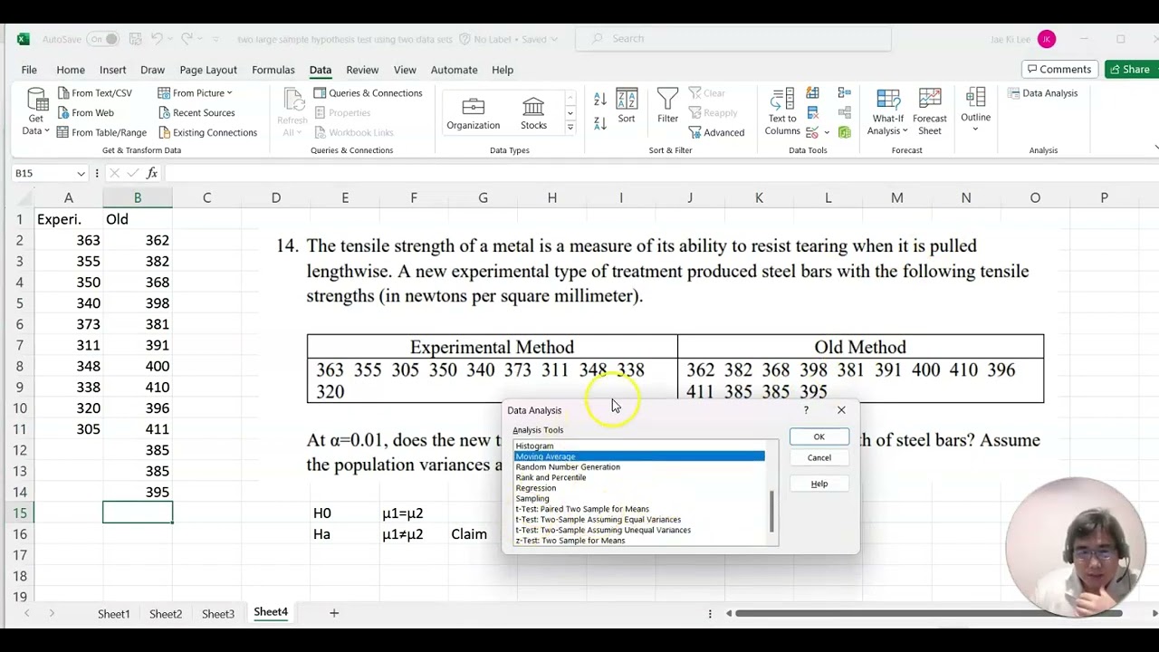 MAT 209 Lesson 17-3 Two small independent sample hypothesis tests with assuming equal variance