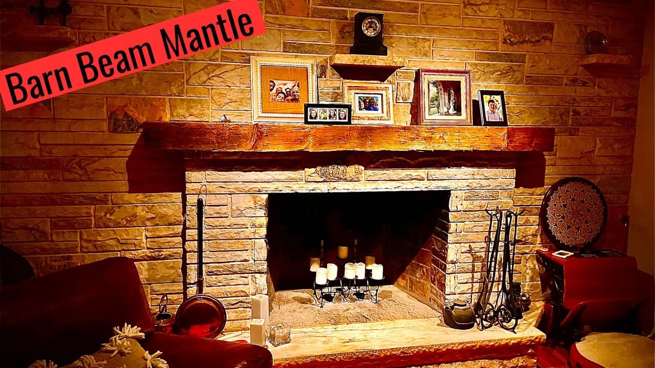 Barnwood Beam Mantle  Install Retrofit