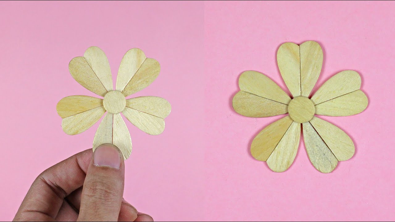 Membuat Bunga Cantik dengan Sendok Kayu | DIY sendok es krim | Kerajinan bunga kayu yang mudah